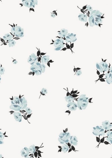 Молочный, средние голубые цветы