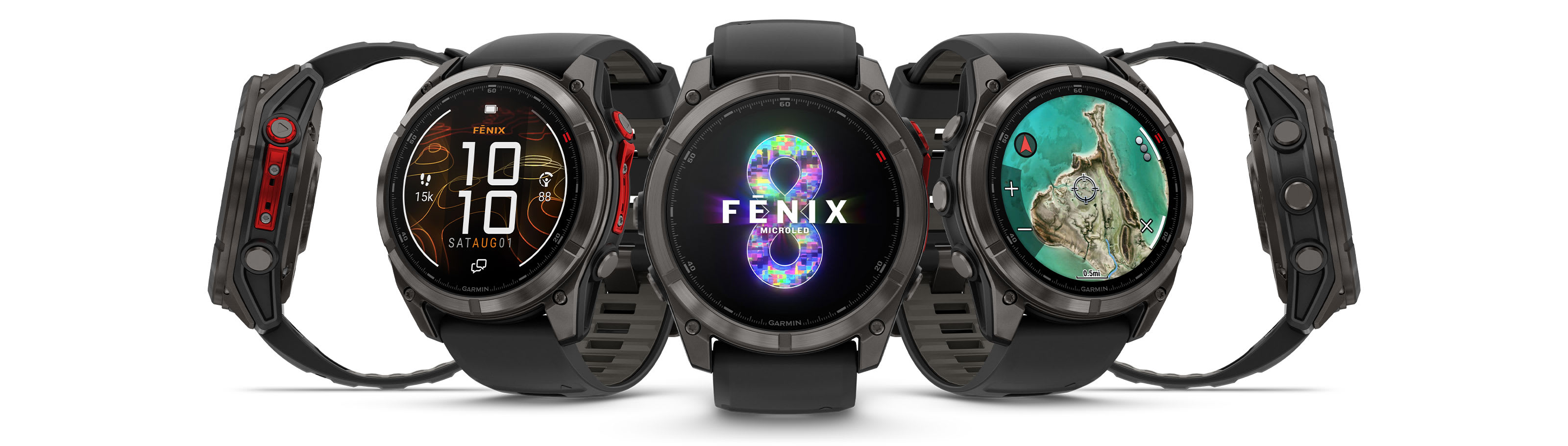 Умные часы Garmin Fenix 8 PRO, 51 мм, MicroLED, Sapphire, Carbon Gray DLC Titanium with Black/Pebble Gray Silicone Band: официальное изображение