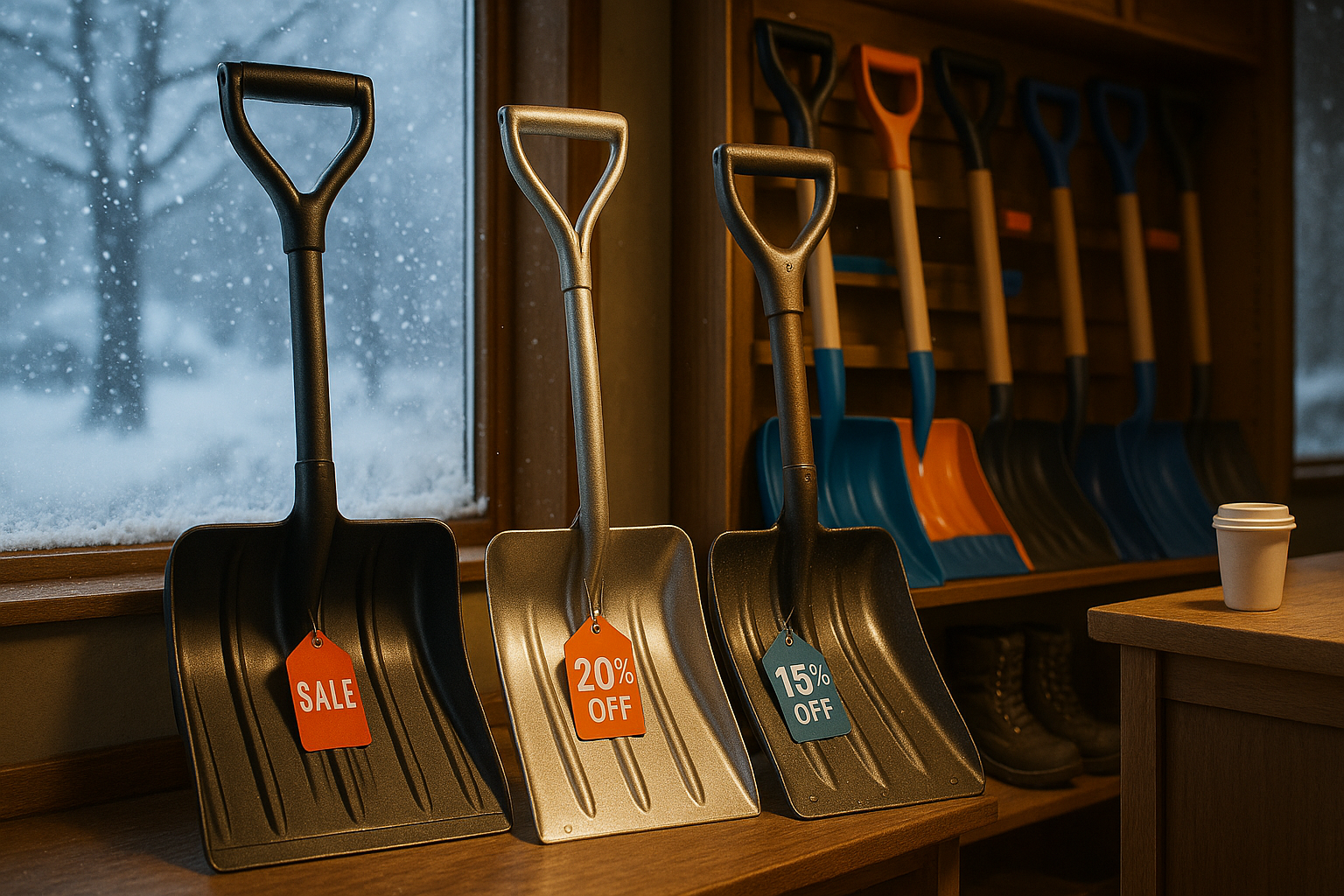 Снеговая лопата для уборки снега с удобной ручкой и прочным ковшом