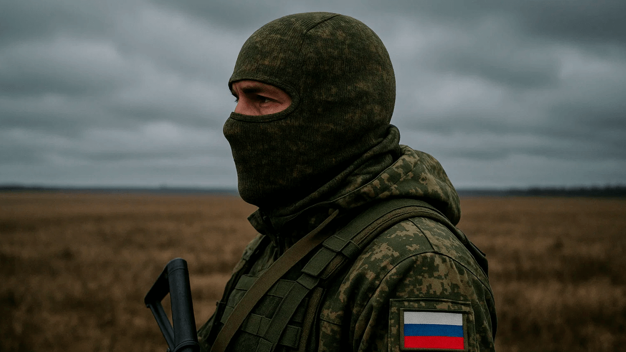 Российский военный с балаклавой