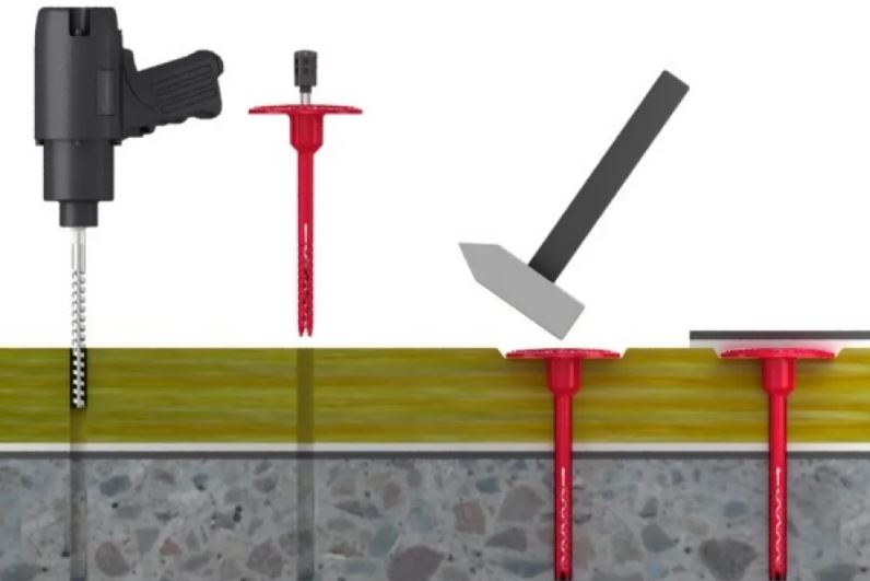 монтаж дюбеля termoclip для утеплителя