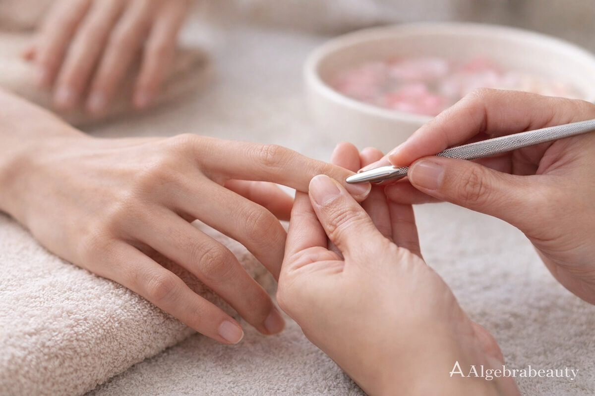 Обработка кутикулы во время маникюра