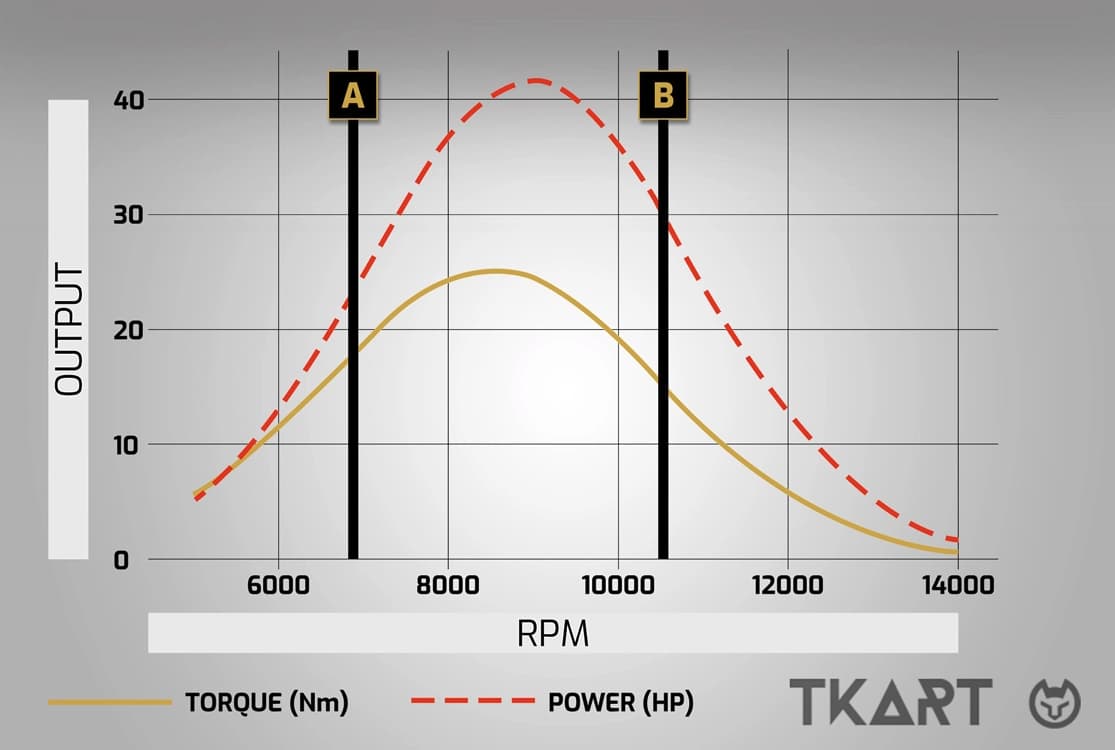 График зависимости крутящего момента и мощности от оборотов двигателя картинга