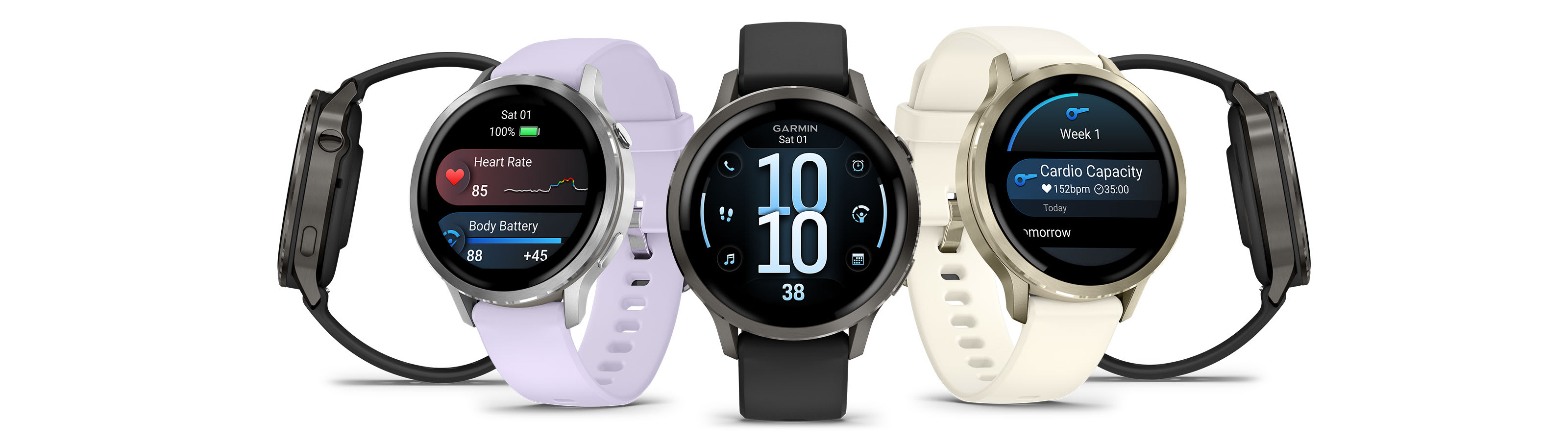 Умные часы Garmin Venu 4 - 41мм Lunar Gold with Bone Silicone Band: официальное изображение