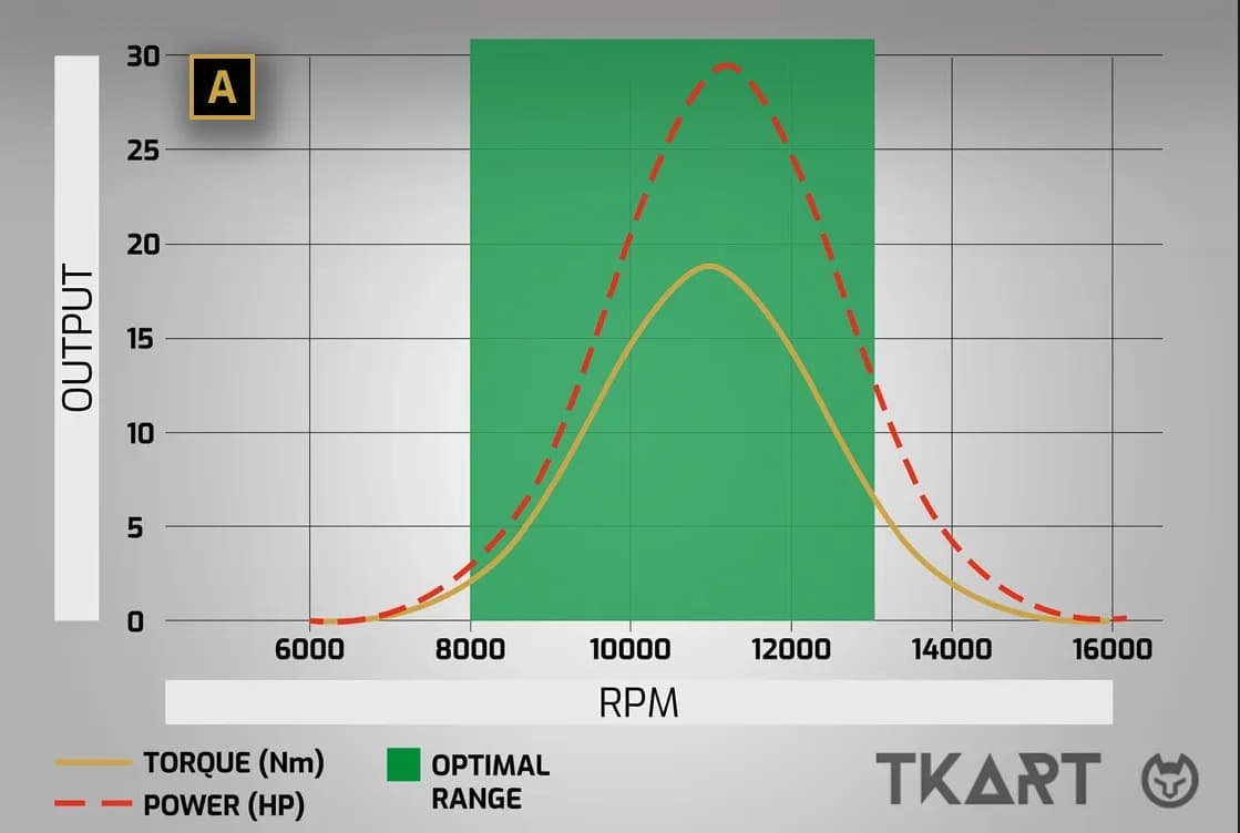 Кривая крутящего момента взрослого двигателя 125 куб. см с широким рабочим диапазоном