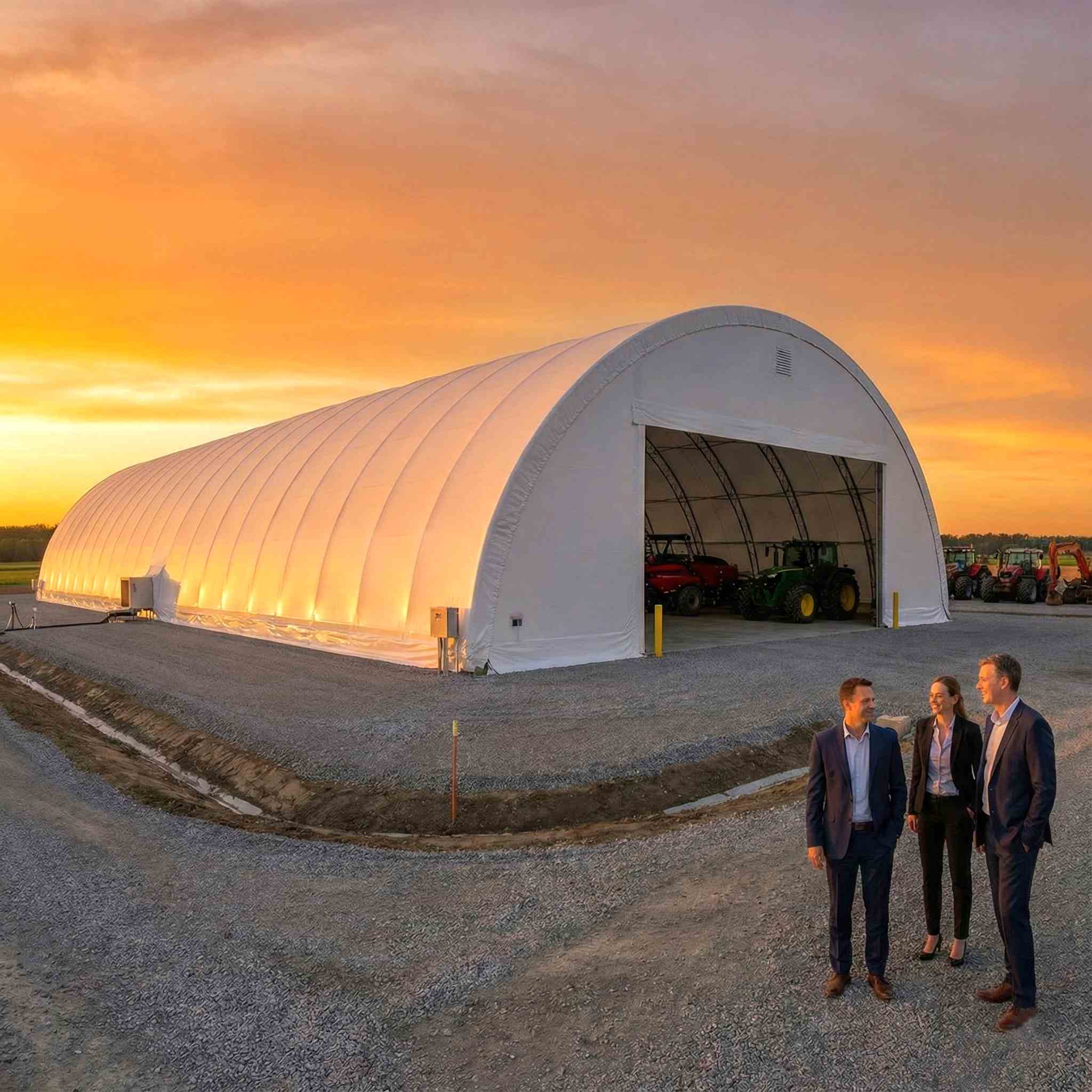 Установленный пневмоангар на подготовленной площадке