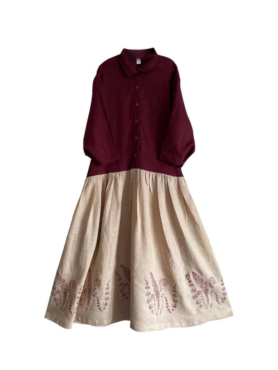 Уля. Платье льняное комбинированное PL-422607. LinenBy