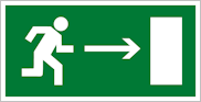 Направление движения к эвакуационному выходу направо – знак безопасности Е03
