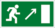 Движение к эвакуационному выходу направо вверх – знак безопасности Е05