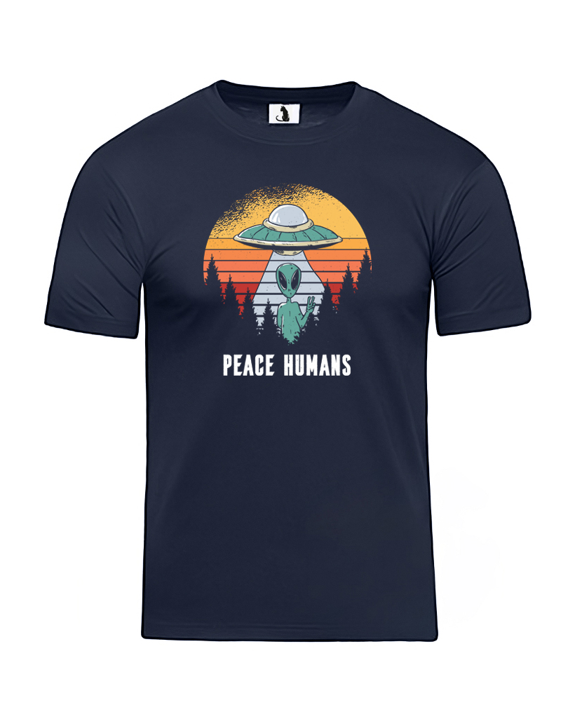 Футболка с инопланетянином Peace humans unisex