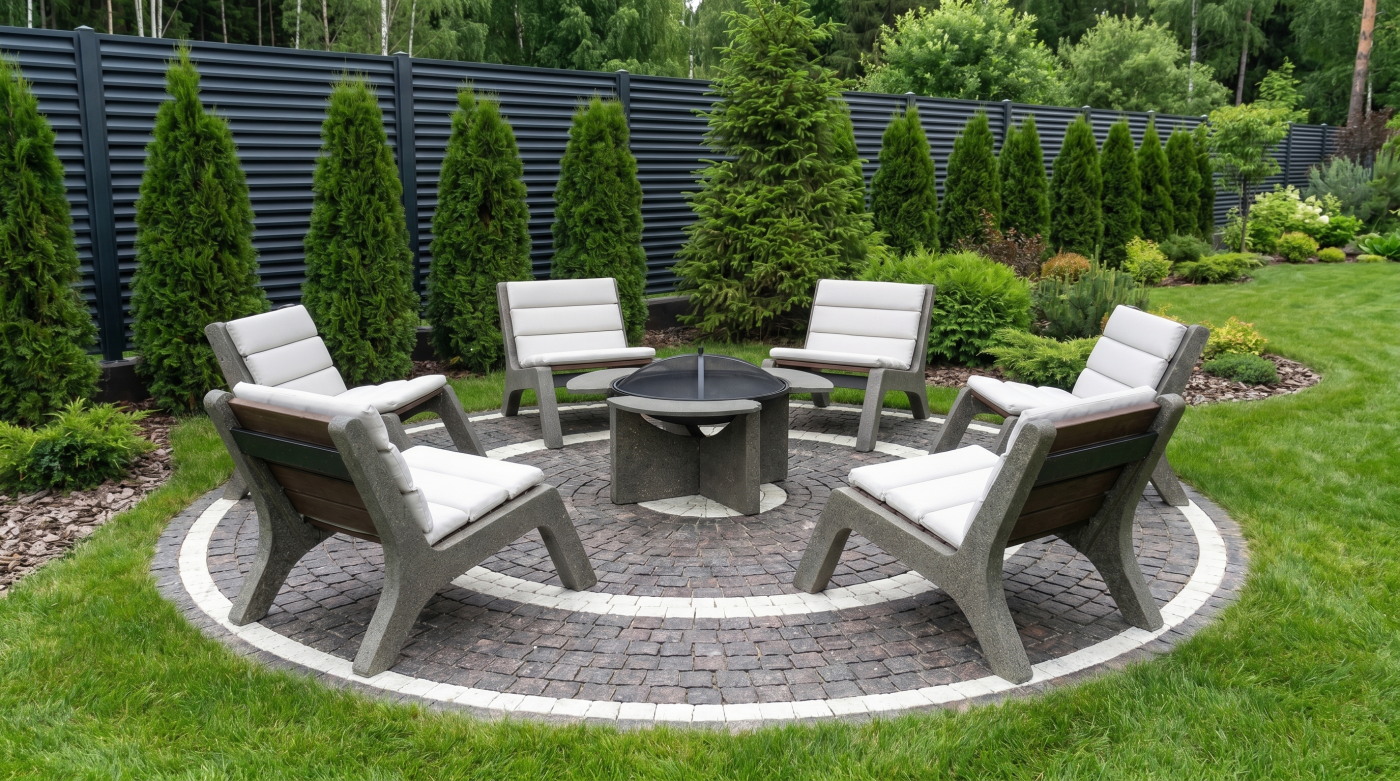 Зона отдыха Concretika C-Lounge и костровая чаша S80XL - главное фото