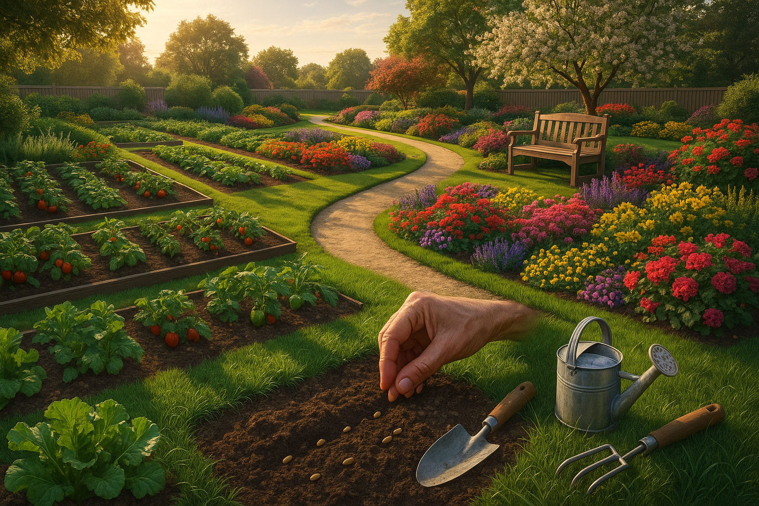 План участка дачи с зонированием и элементами ландшафтного дизайна