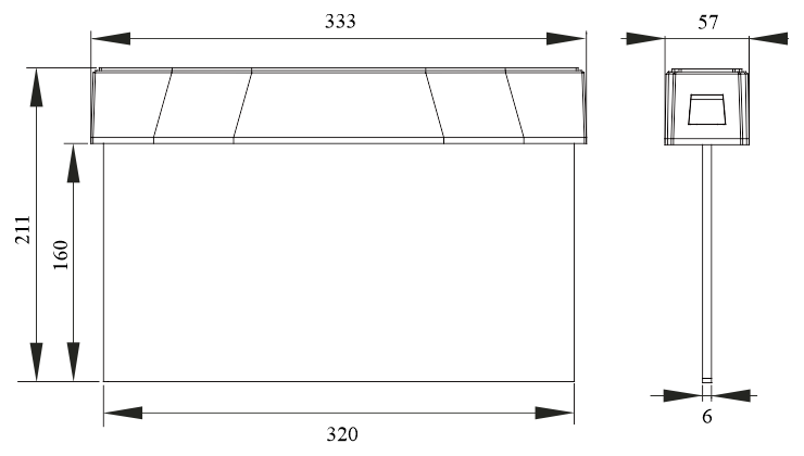 Чертеж светового указателя эвакуационного выхода в черном корпусе Moncato OT927 IP65 BLACK