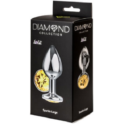 Анальная пробка Lola Toys Diamond Sparkle Large серебро_желтый в коробке 