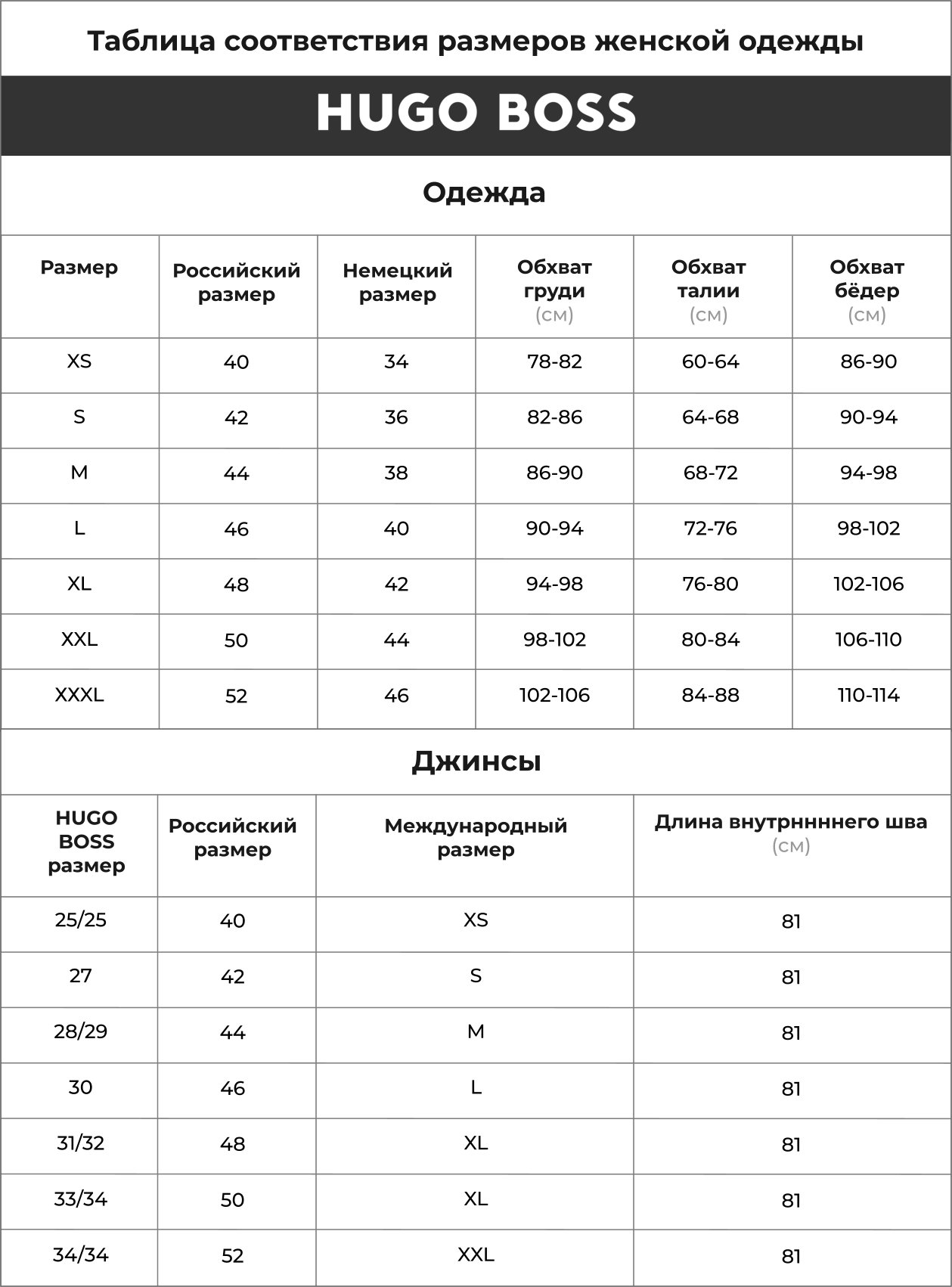 HUGO BOSS таблица размеров HUGO BOSS таблица размеров.jpg