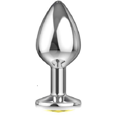 Анальная пробка Lola Toys Diamond Sparkle Large серебро_желтый 