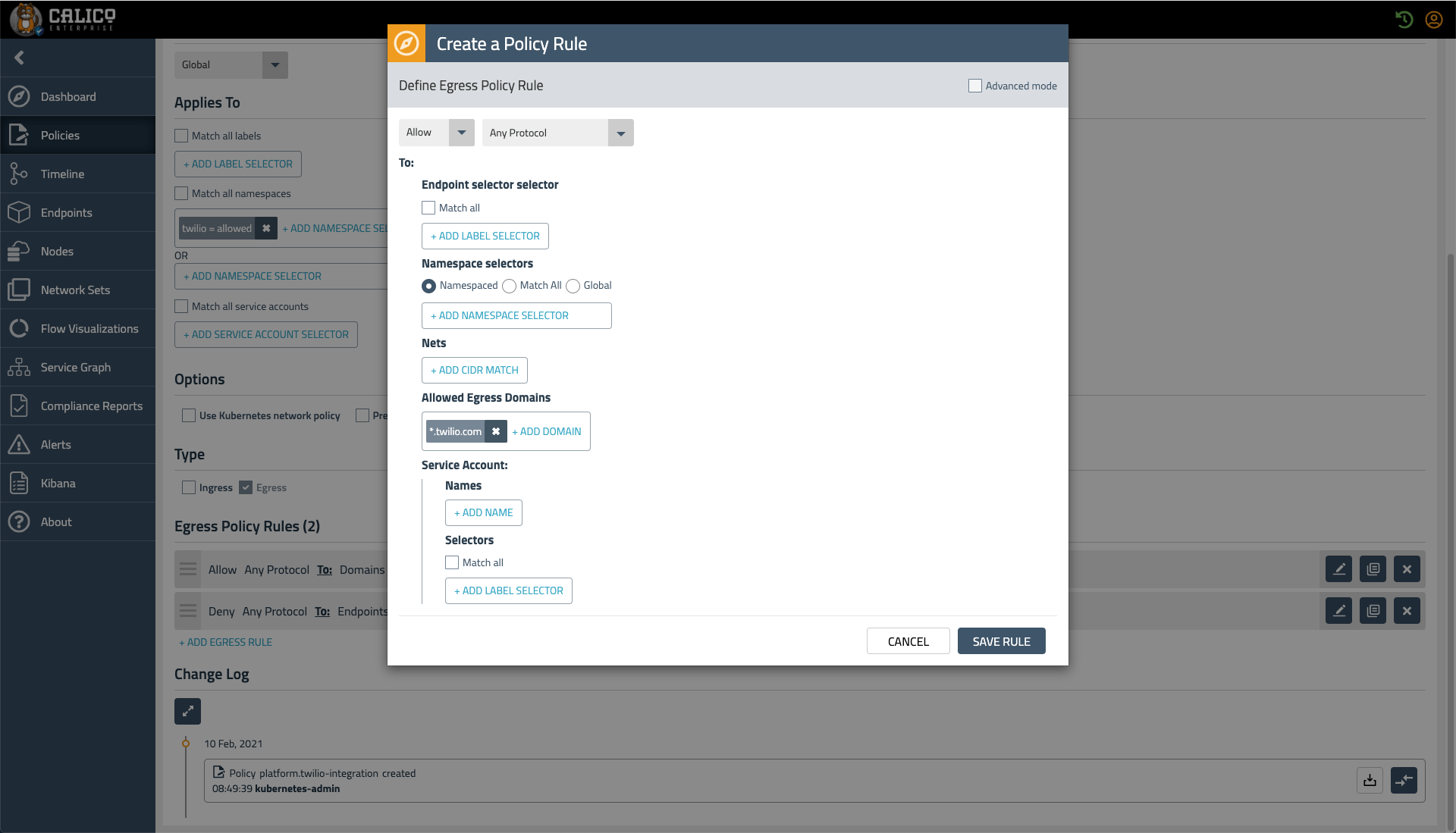 Calico Cloud DNS Policy North-South control