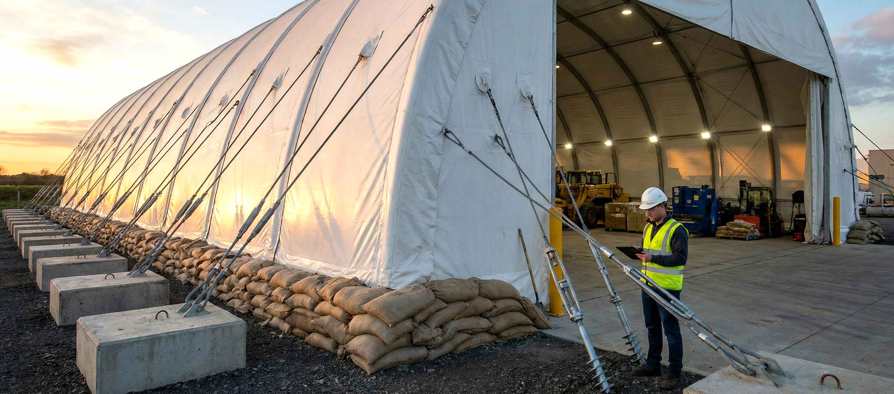 Ангар с видимыми элементами всех систем крепления