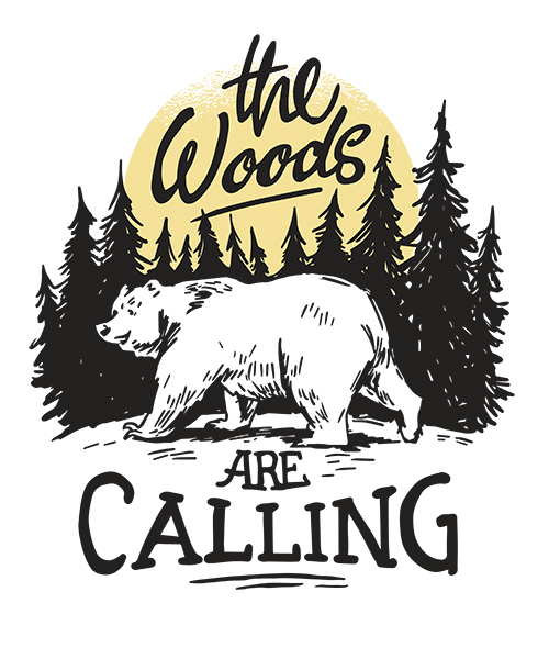 принт с медведем The woods are calling