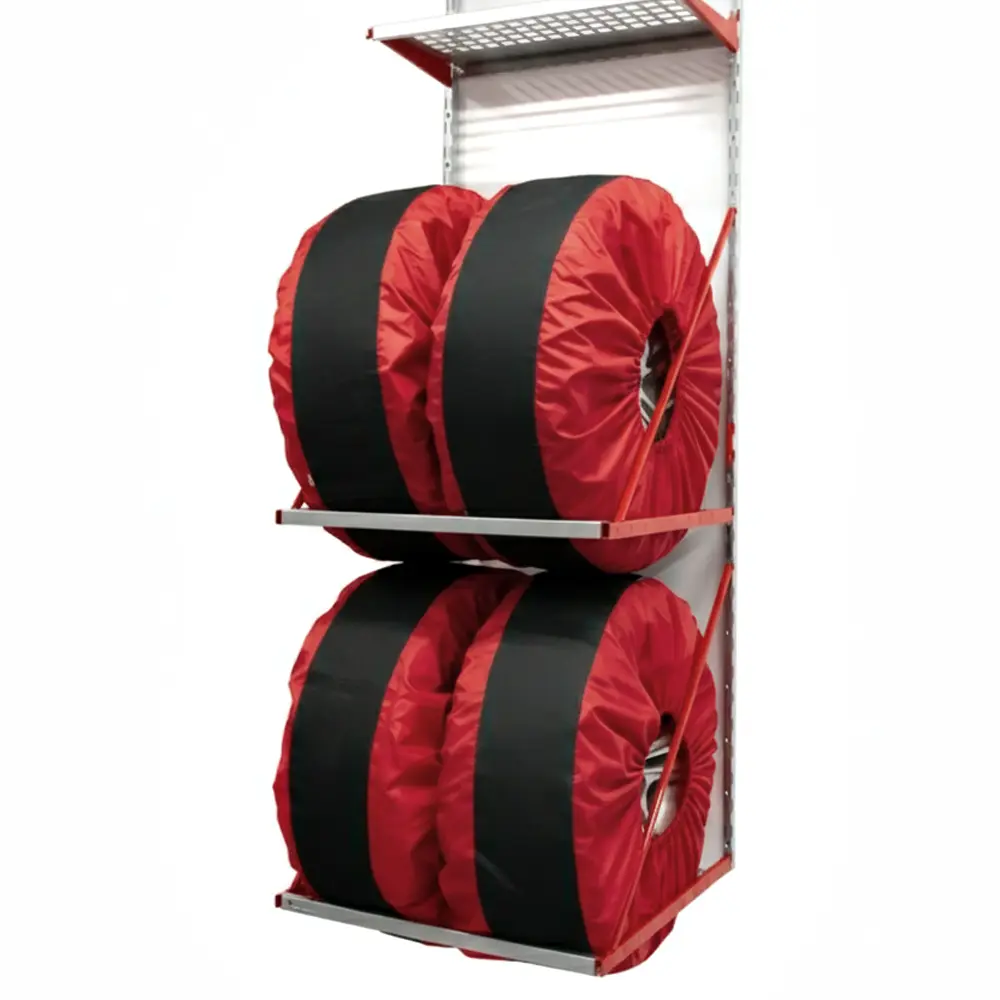 Вертикальное размещение модульных полок-кронштейнов IF для хранения комплекта из 4-х колес