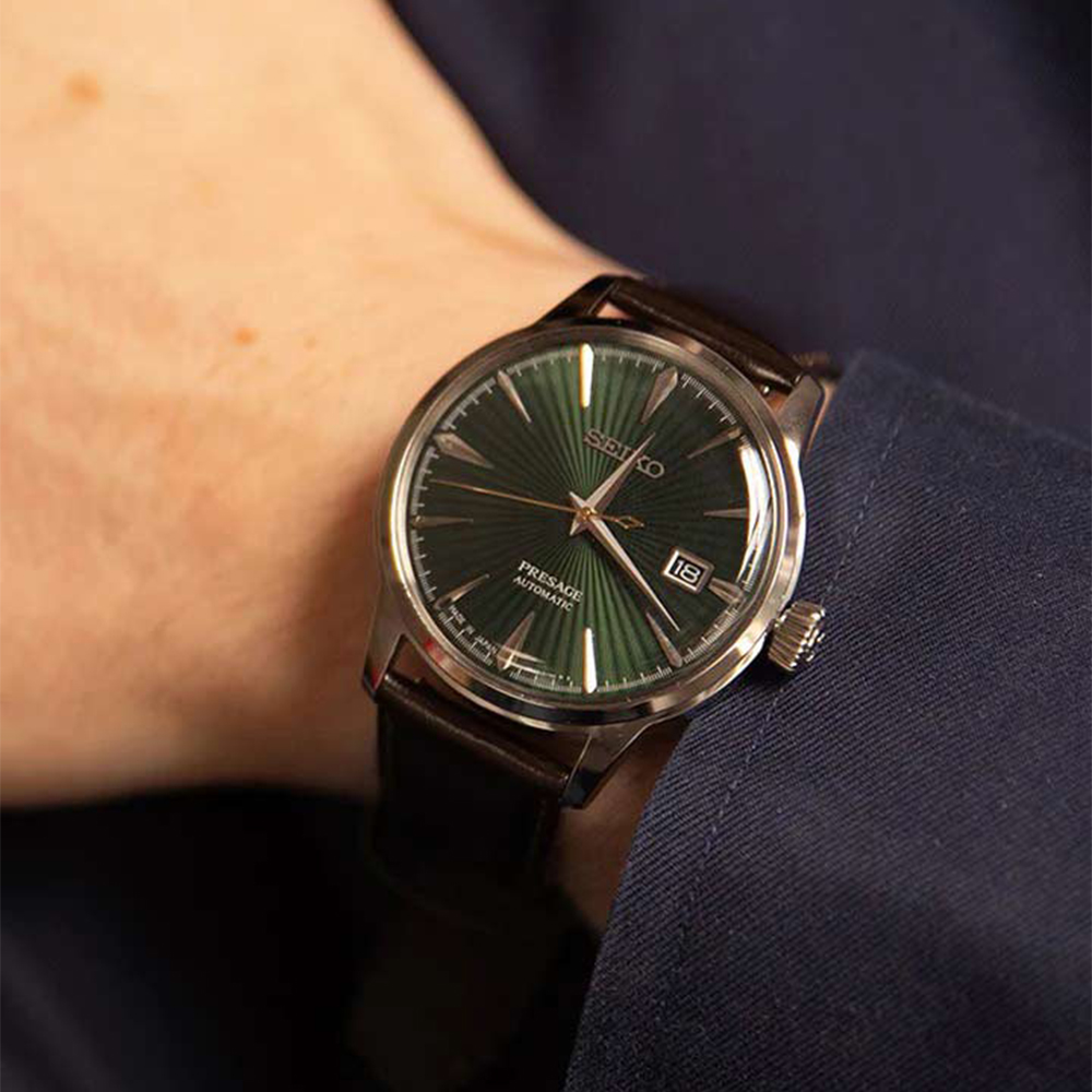 Seiko SRPD37J1 Mockingbird Seiko SRPD37J1 Cocktail Time Mockingbird — зелёный циферблат с золотой секундной