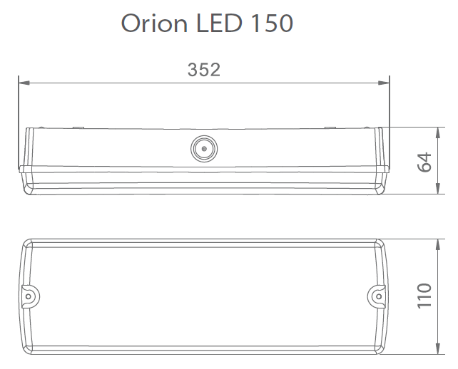 Размеры светового светодиодного указателя выход с аккумулятором серии Orion LED 150