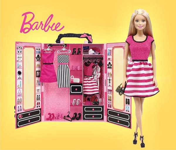 Шкаф Barbie с куклой (розовый)