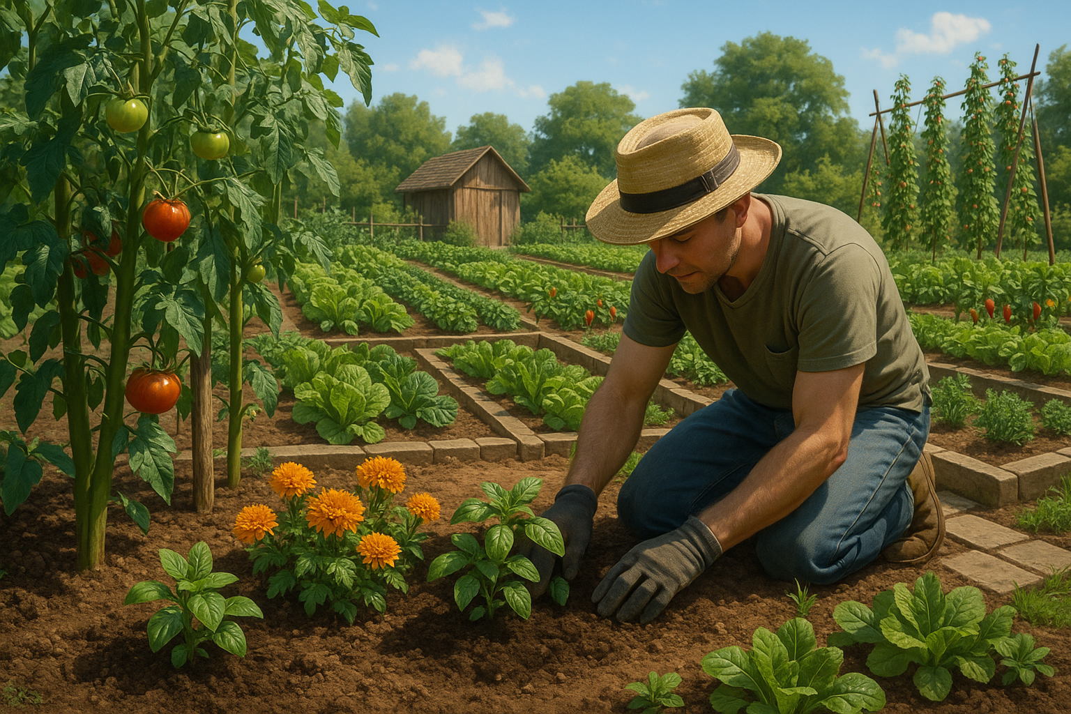 Схема красивого и функционального расположения грядок на участке