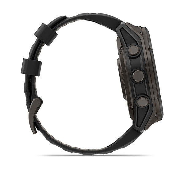 Умные часы Garmin Fenix 8 PRO, 51 мм, MicroLED, Sapphire, Carbon Gray DLC Titanium with Black/Pebble Gray Silicone Band, официальный ракурс 5