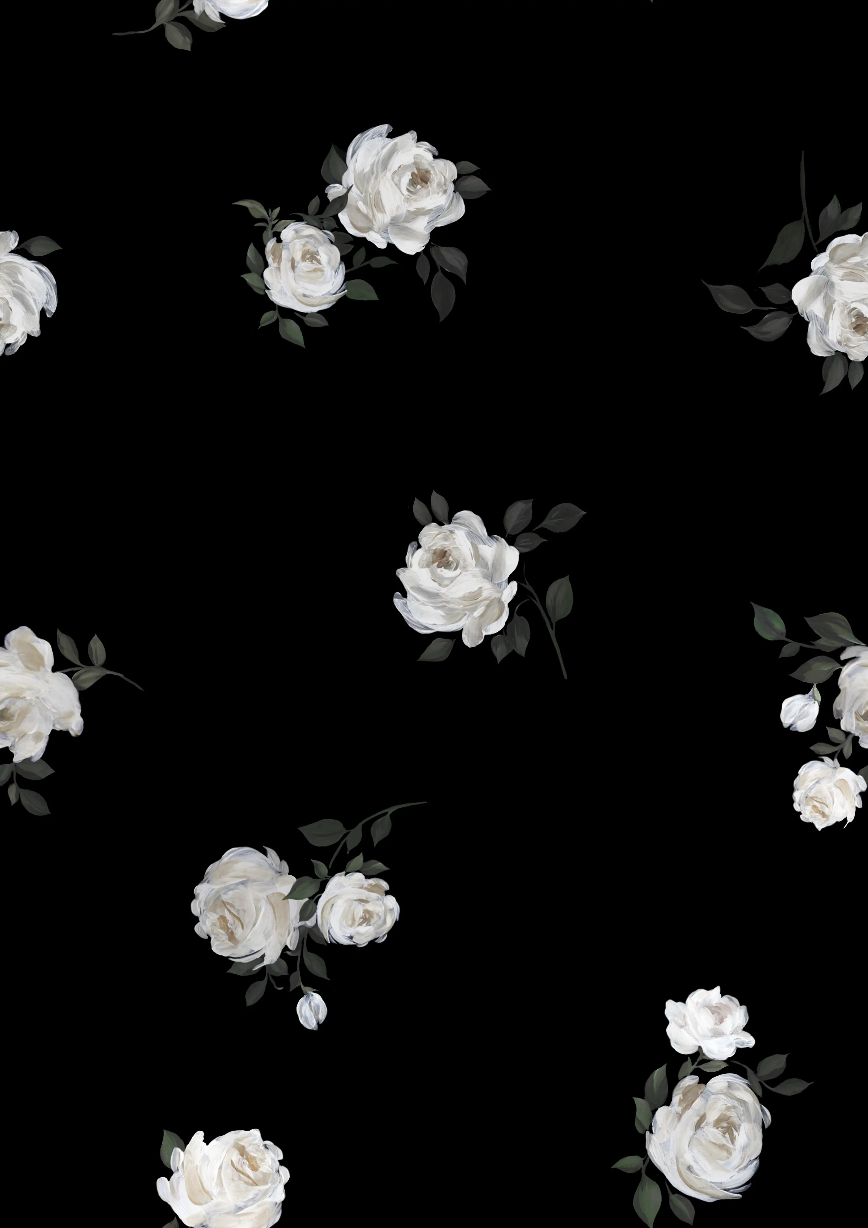 Черный, средние серо-молочные цветы