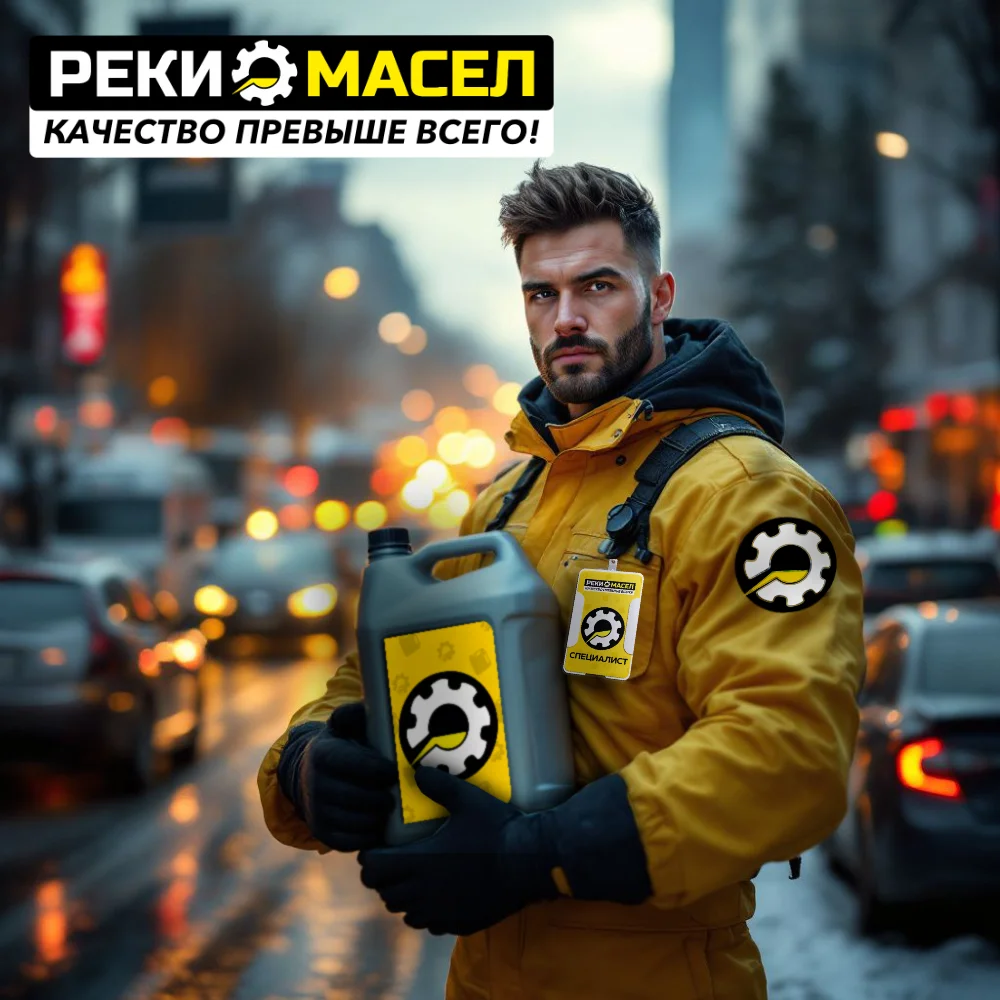 Автомеханик Реки Масел стоит в пробках в Кемерово с канистрой моторного масла