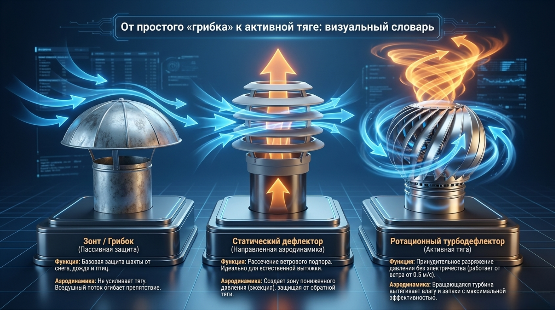 Ротационный дефлектор (турбодефлектор), безусловно, наиболее эффективен Ротационный дефлектор (турбодефлектор), безусловно, наиболее эффективен