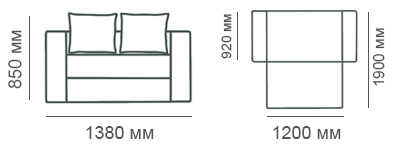 габаритные размеры дивана 2-местного Карелия
