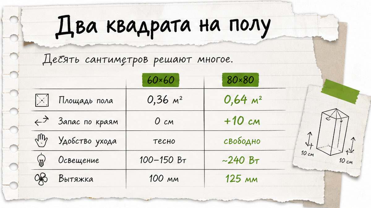 Таблица сравнения площади гроутента 60&times;60 и 80&times;80 на полу