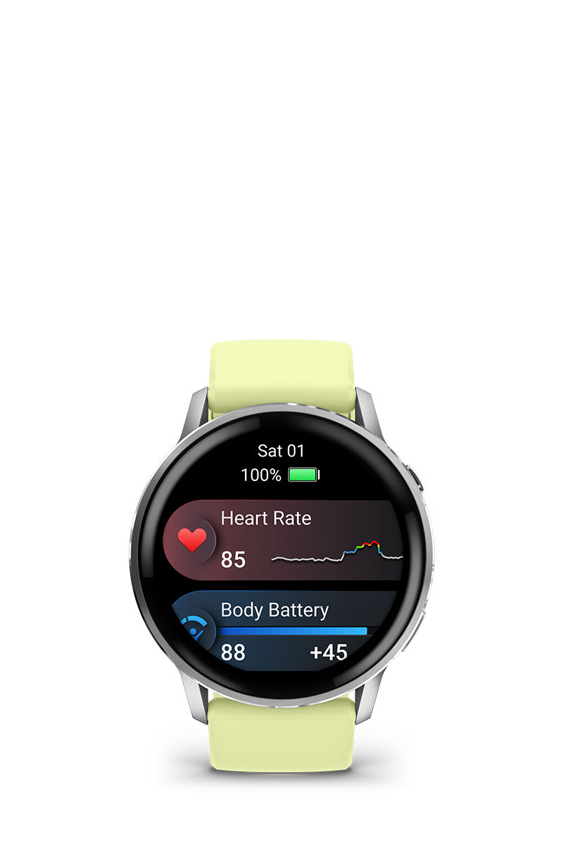Умные часы Garmin Venu 4 - 45мм Silver with Citron Silicone band: КРУГЛОСУТОЧНЫЙ МОНИТОРИНГ ЗДОРОВЬЯ