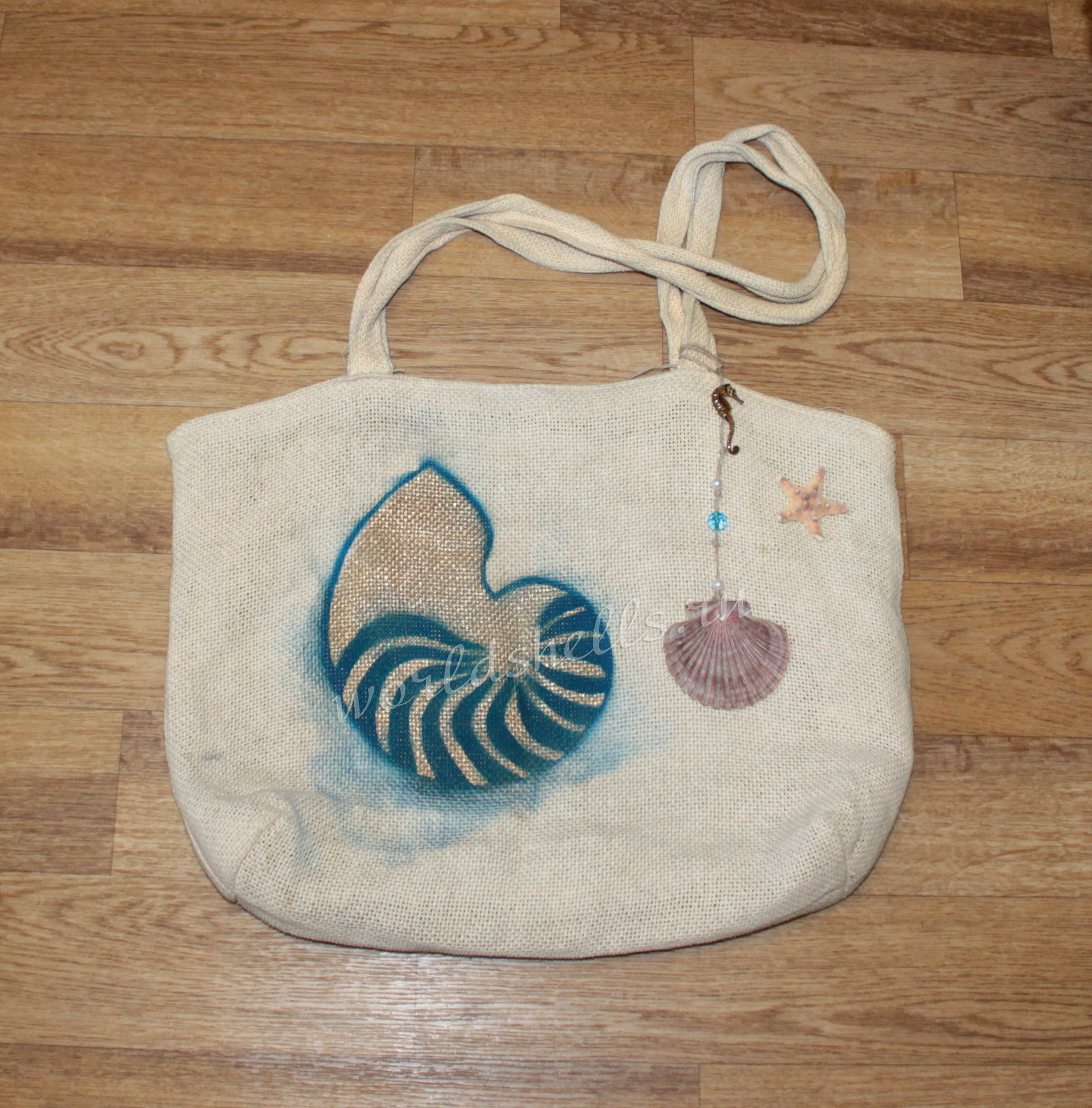 Морской декор пляжной сумки с морской звездой и ракушками