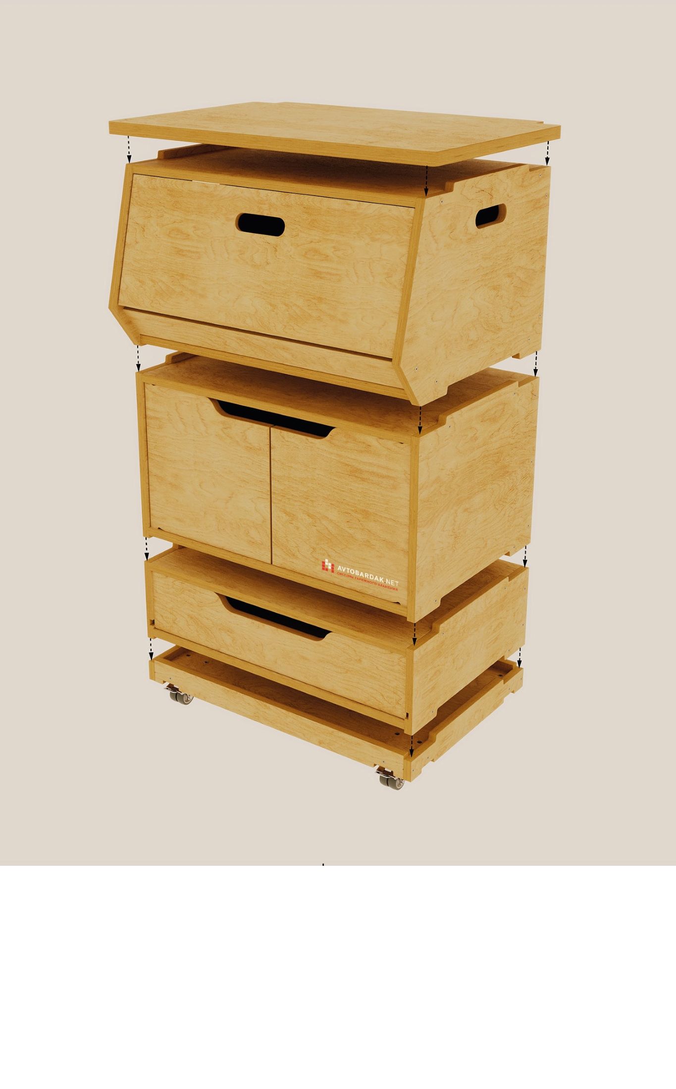 Описание модульных деревянных тумб и тележек Woody System