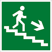 Знак Е13 направление движения эвакуации по лестнице вниз направо