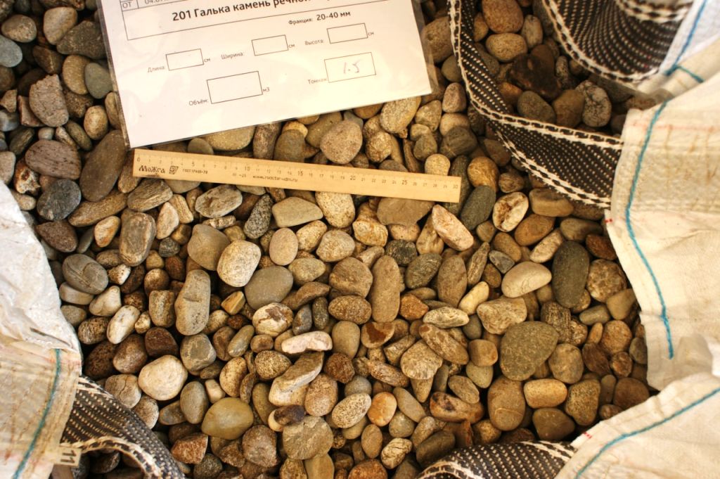 Галька камень речной Серый 20-40 мм