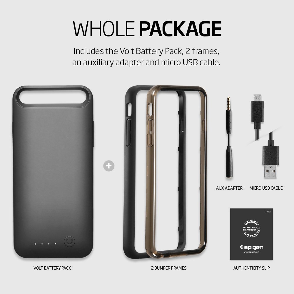 Противоударный чехол-аккумулятор Spigen Case Battery Case Volt Pack Black для iPhone 6 / 6S.