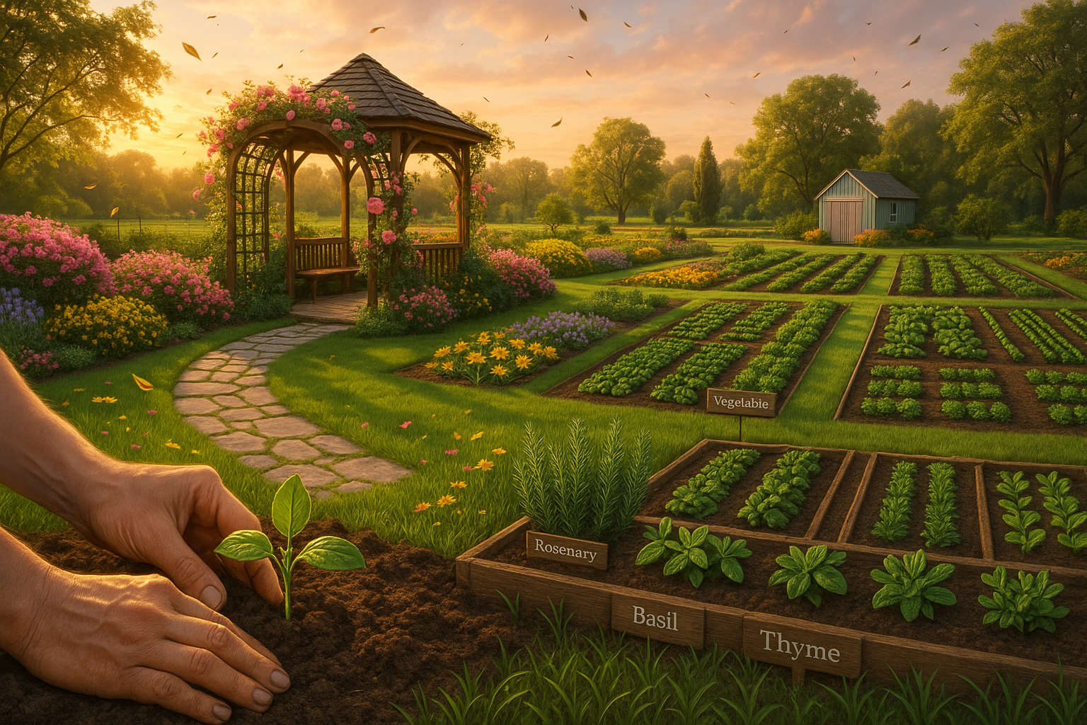 План участка дачи с зонированием и элементами ландшафтного дизайна