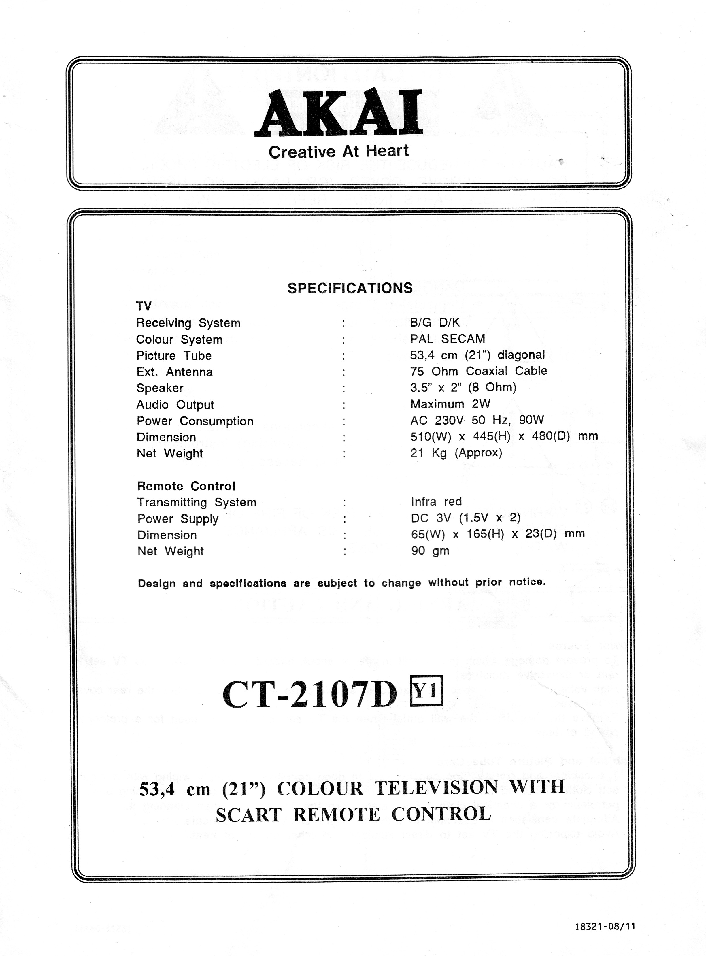 Akai ct 2107d схема