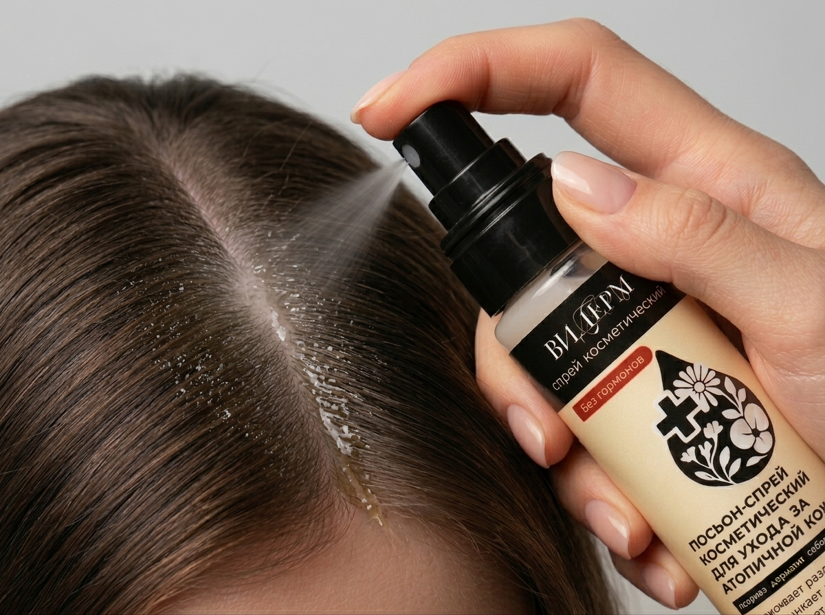 Применение Видерм для кожи головы под волосами