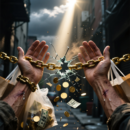 <img src="breaking-free-money-trauma.jpg" alt="Breaking free from childhood trauma financial dependency and compulsive shopping patterns">