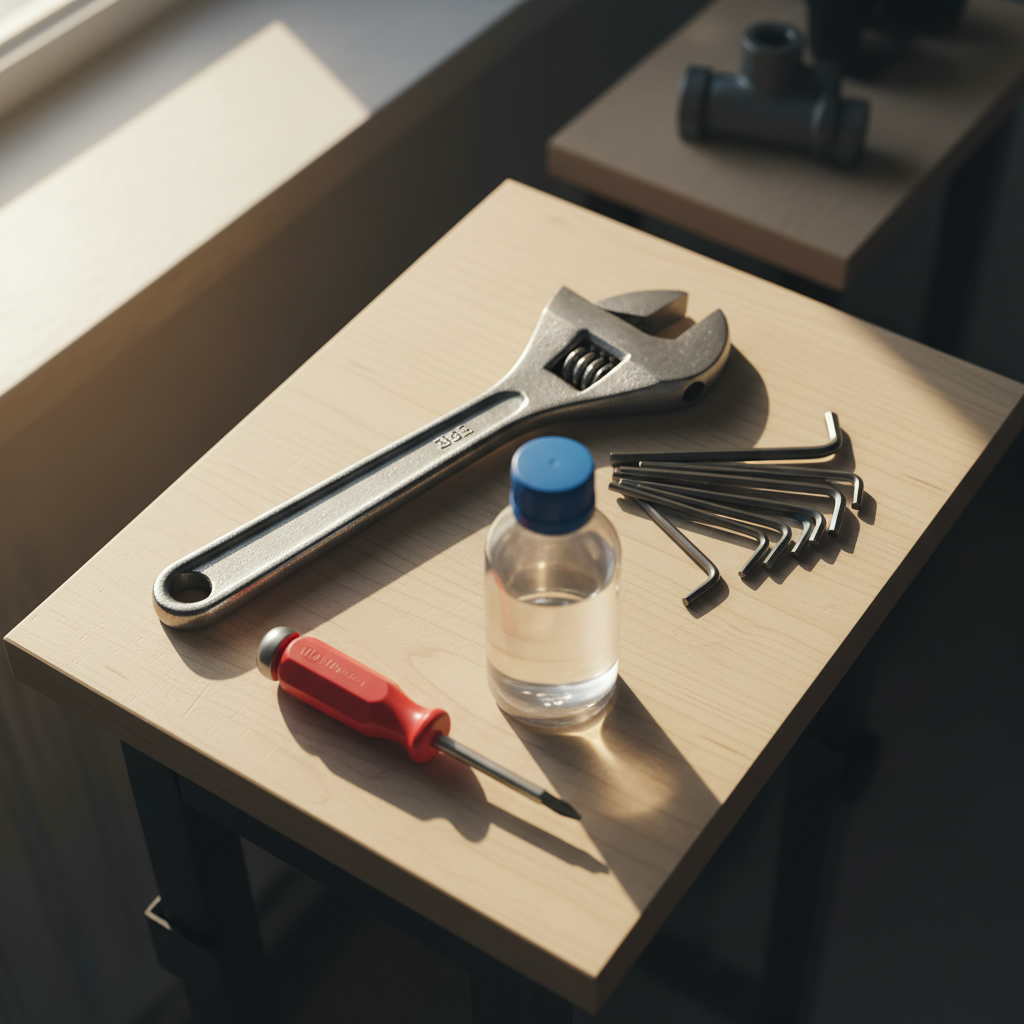 Комплект инструментов для замены картриджа: разводной ключ, шестигранник, отвертка, силиконовая смазка