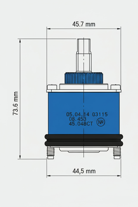 Технический чертеж картриджа GROHE с основными размерами