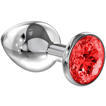 Анальная пробка Lola Toys Diamond Sparkle Large, серебро Красный цвет