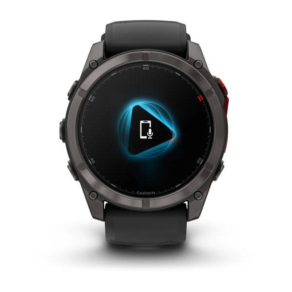 Умные часы Garmin Fenix 8 PRO, 51 мм, MicroLED, Sapphire, Carbon Gray DLC Titanium with Black/Pebble Gray Silicone Band, официальный ракурс 9