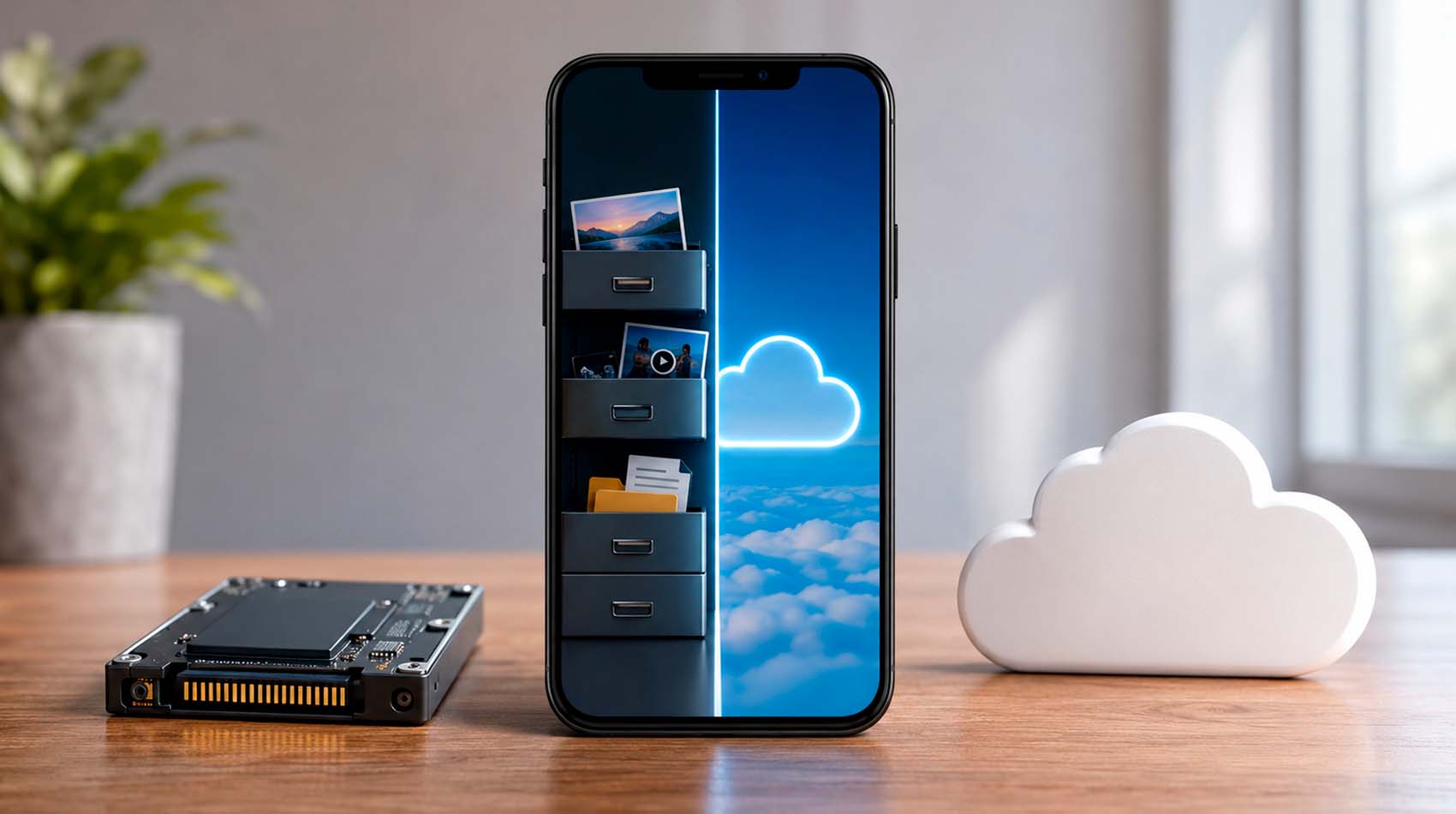 Фотографии со смартфона синхронизируются с ноутбуком через облачный сервис