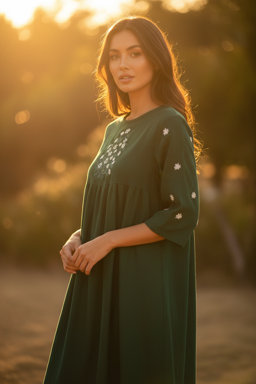 Ромашка. Платье льняное с вышивкой PL-422572